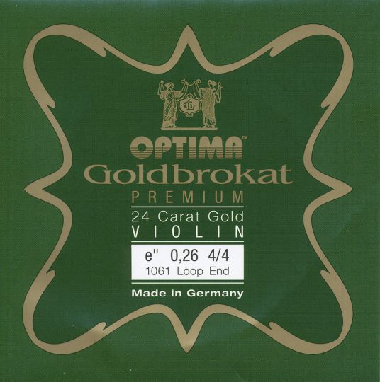 Optima Goldbrokat 24 K Gold Premium Violin E-Saite Schlinge 26  